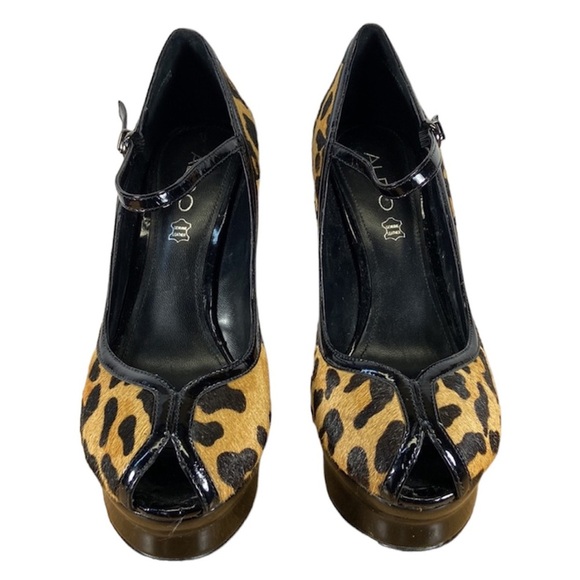 ALDO Leopard Print Pony Hair Peep Toe Platform - Picture 3 of 9